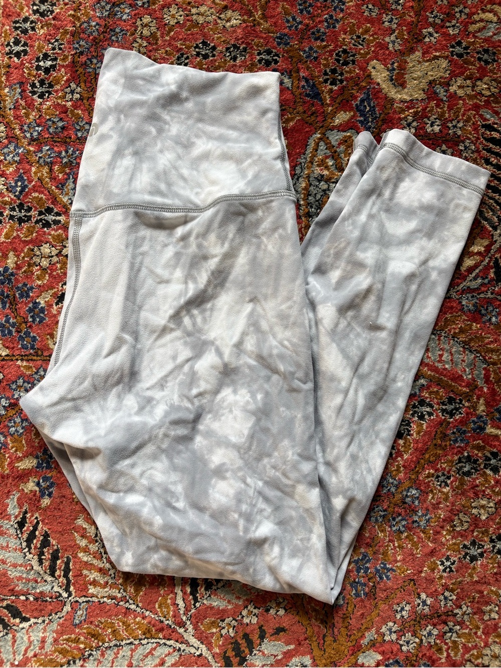 High-Waist Light Gray Tie-Dye Leggings